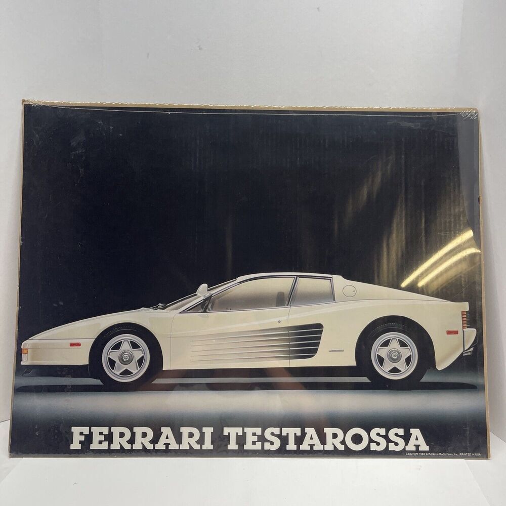 Vintage Ferrari Testarossa Poster, White 1988 Never Hung 24” x 18”